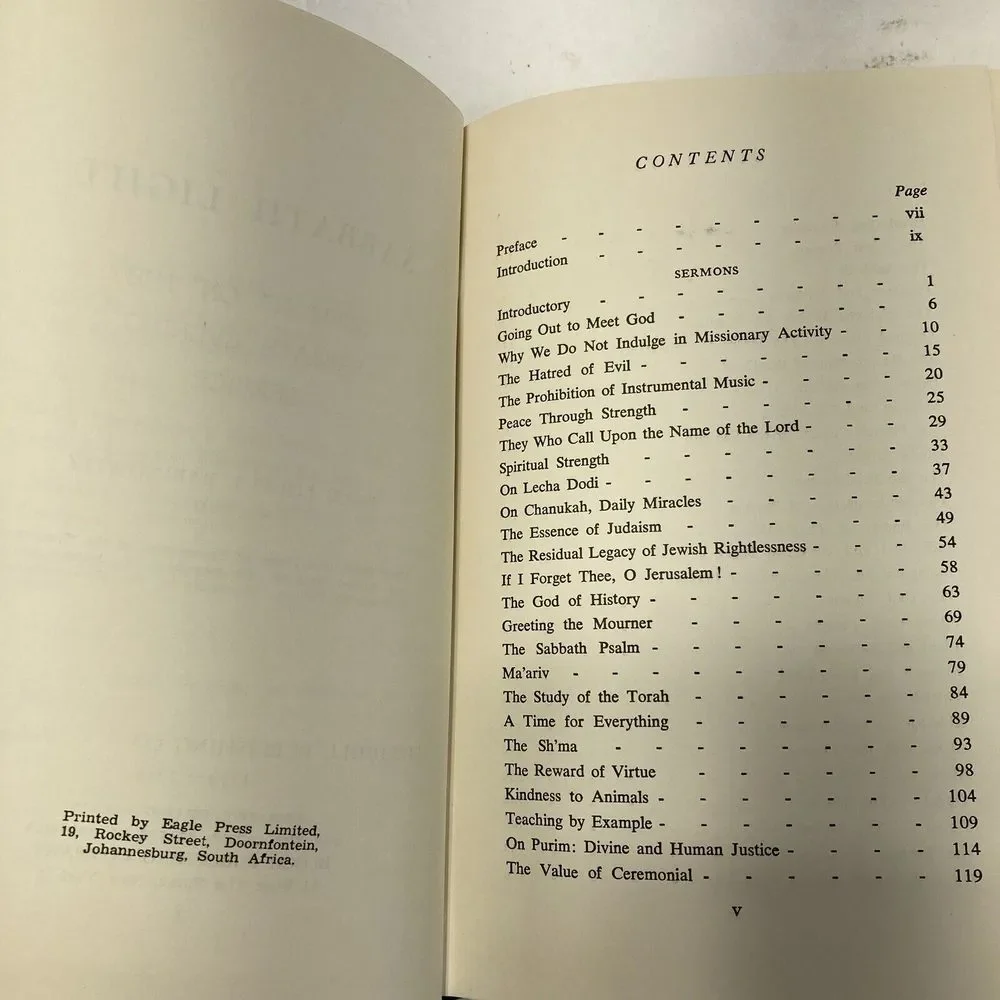 Sabbath Light Louis Rabinowitz‎ Sermons on the Sabbath Evening Service 1958 HC